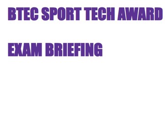BTEC Tech Award In Sport - Exam Prep/Briefing