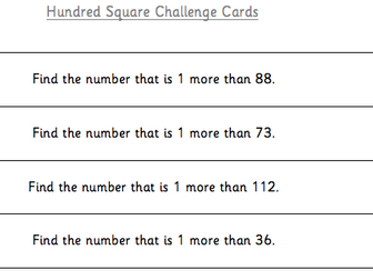 Hundred Square Challenge Cards