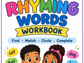 Rhyming Words Workbook | Phonics Activities | Early Literacy Worksheets