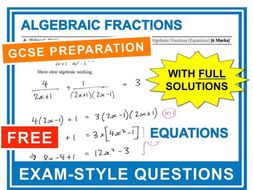 GCSE 9-1 Exam Question Practice (Algebraic Fractions - Equations)