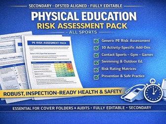 Physical Education Risk Assessment Pack All Sports Secondary Ofsted-Aligned Fully Editable