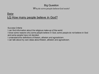 RE SMART and PPT "Why do some people believe God exists?" 6 lessons and all resources RE planning