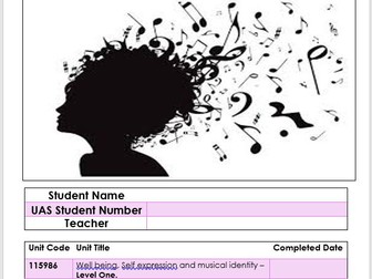 AQA unit award (115986 Level 1). Well Being, Self expression and musical identity.