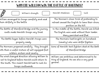 Why did William win the Battle of Hastings Worksheet
