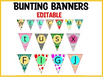 Chevron Bunting Banners, Editable Classroom Bunting Banners, Classroom Decor