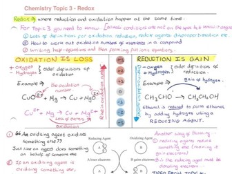A* STUDENT EDEXCEL A LEVEL CHEMISTRY NOTES - REDOX - TOPIC 3