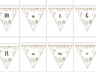 Boho rainbow Maths/Numeracy bunting