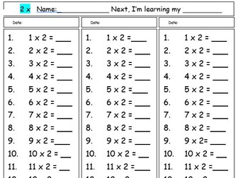 Times Table Test timestables x2, x3, x4, x5, x6, x7, x8, x9, x10, x11, x12