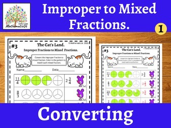 Converting Improper Fractions to Mixed Numbers with models