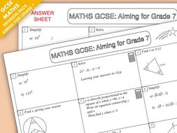 GCSE Maths Revision Pack: Aiming for Grade 7 | Teaching Resources