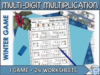 Winter Multi-Digit Multiplication and Division Roll and Graph Game