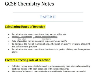 Grade 9 GCSE Chemistry Triple Paper 2 notes