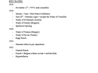 GCSE HISTORY - TREATY OF VERSAILLES