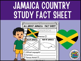 Jamaica Map and Flag Country Study Research Project Worksheet Geography Activity
