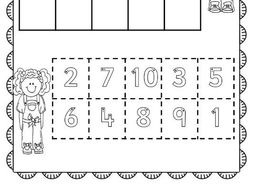 ordering numbers 1 10 trace cut and stick reception year 1 worksheet