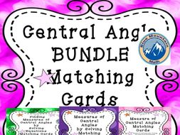 Central Angle Measures Matching Card Bundle
