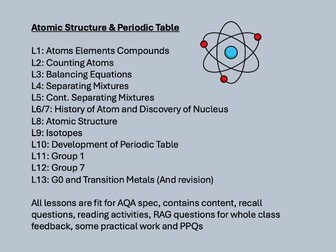 GCSE Chemistry- Atomic Structure and Periodic Table