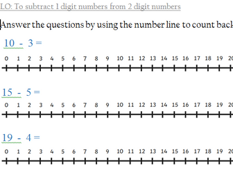 Year 2 Subtracting 1 digit from 2 digit numbers