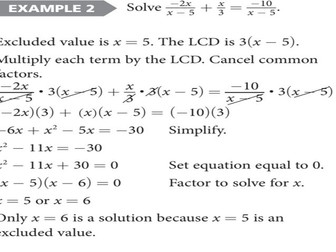 Topic: Solve Rational Equations: