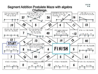 Segement addition postulate maze-challenge