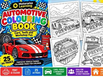 Automotive Colouring Book | Cars, Tools & Workshop Printable Activity Pack