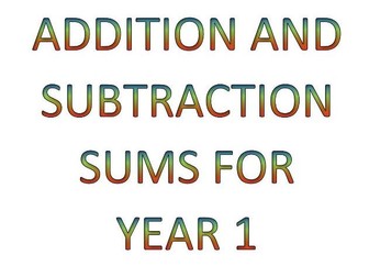 MIXED ADDITION AND SUBTRACTION SUMS FOR YEAR 1