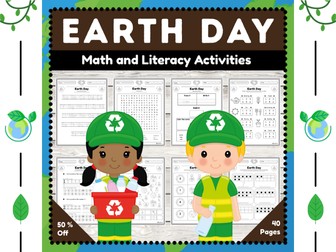 Earth Day Math and Literacy Activities for Elementary and Kindergarten Students