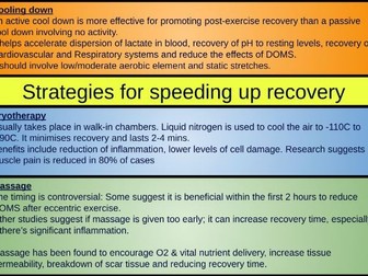 A level Physical Education: Speeding up recovery and contemporary technology