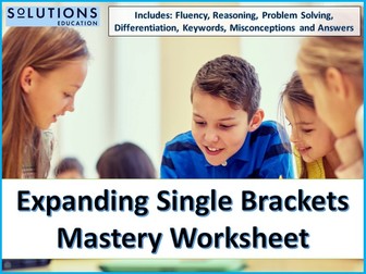 Expanding Single Brackets Mastery Worksheet
