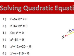 Solving Quadratic Equation Worksheets (using factoring ...