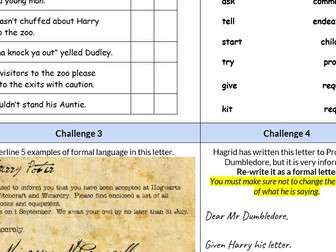Formal and Informal Language - Harry Potter themed activities
