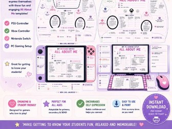 Gaming All About Me Sheets