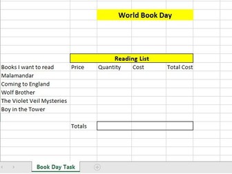 Book Day Spreadsheet-Calculate the cost of your Reading list