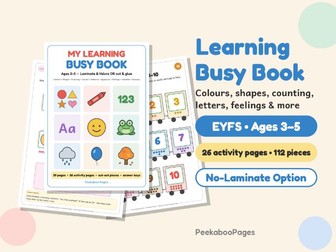 EYFS Learning Busy Book – Nursery/Reception Matching Activities (Velcro or No Prep Cut & Stick)