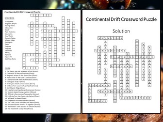 Continental Drift Crossword Puzzle Worksheet Activity