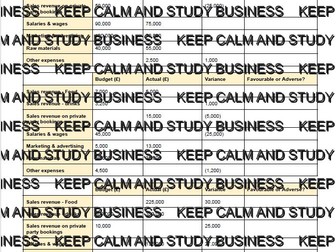 Edexcel A Level Business Budgets and Variance Worksheet