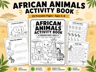 African Animals Activity Book Ages