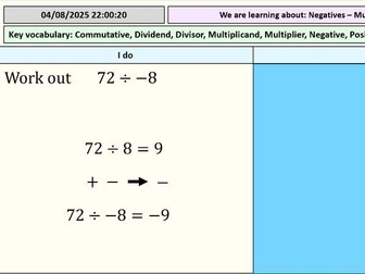 Multiplying and Dividing Negative Numbers - Full lesson