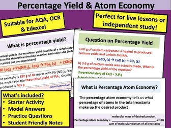 AS Chemistry: Percentage Yield and Atom Economy