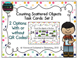 Counting Scattered Objects Task Cards Set 2: Kinder CC: Counting and Cardinality