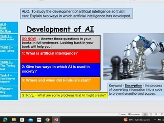Development of artificial intelligence