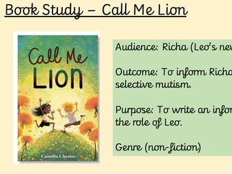 Call Me Lion - Write an informal letter.