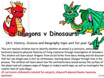 14  topic lessons covering science, history, geography and art KS1 Dragons!