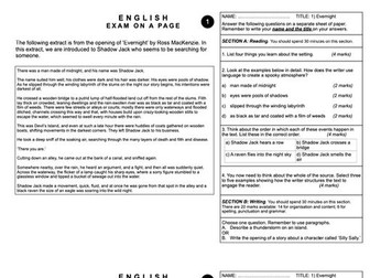 English Exam on a Page