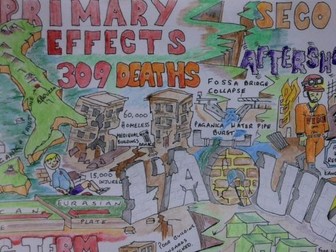 Hand draw Italy L'Aquila earthquake graphic
