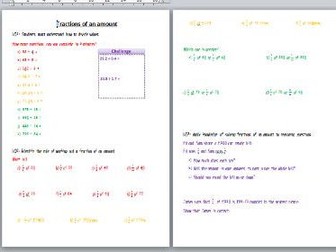 Fractions of an amount Worksheet - Edexcel Foundation/KS3