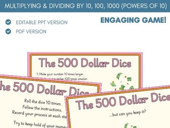Powers of 10 (Multiply & Divide by 10, 100, 1000) | Dice Game | Place Value