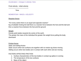 A LEVEL PE Biomechanics notes