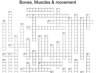 OCR PE Alevel crossword muscles, bones and movement