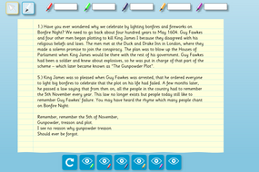 Interactive Highlighter Text Analysis - Guy Fawkes (Start and End) KS2